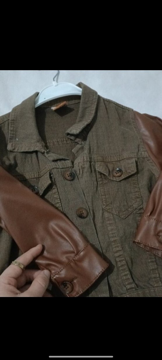 Düğmeli Kahverengi Erkek Çocuk Deri Ceket - Görsel 2