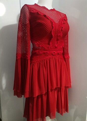 s Beden kırmızı Renk Dans abiye elbise 