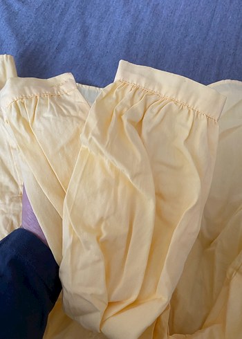 Sarı V Yaka Düğmeli Pamuklu Mini Gömlek - Görsel 8