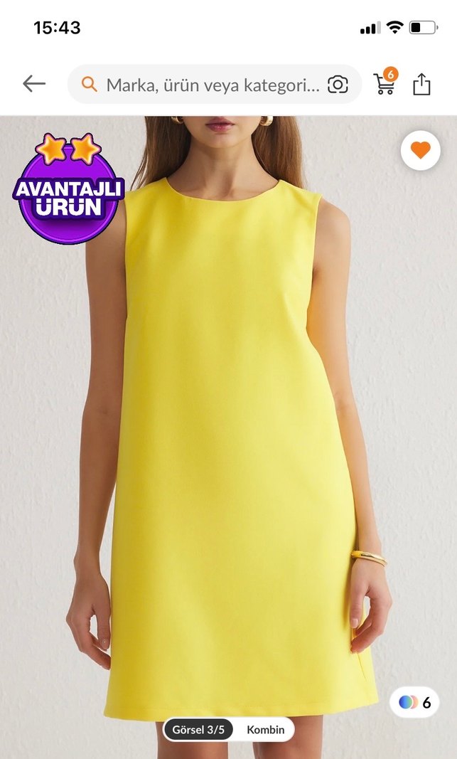 Sarı Midi Kolsuz Günlük Elbise - Görsel 2