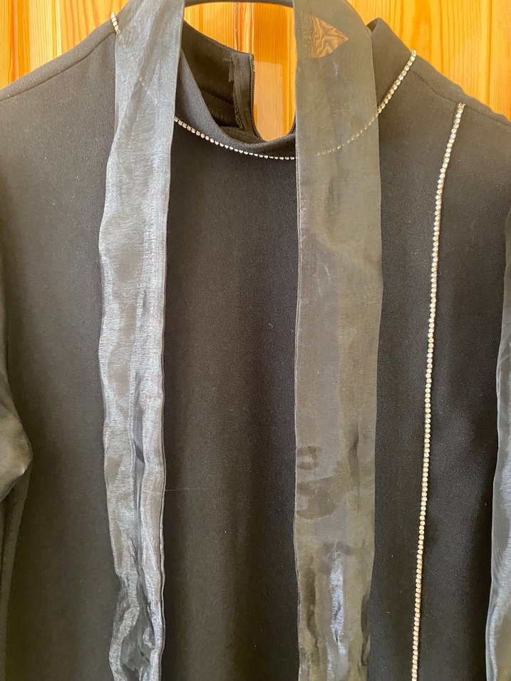 Siyah Uzun Kollu Gotik Uzun Elbise - Görsel 3