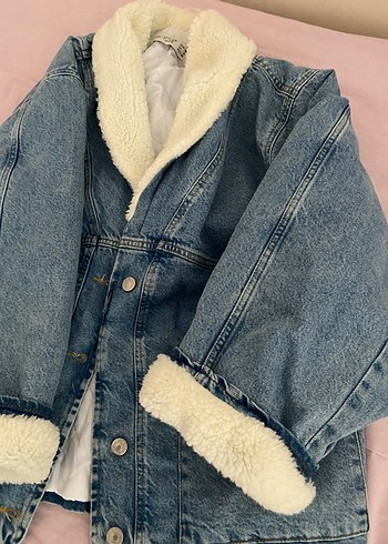 Düğmeli Beyaz Yaka Detaylı Kadın Kot Ceket - Görsel 7