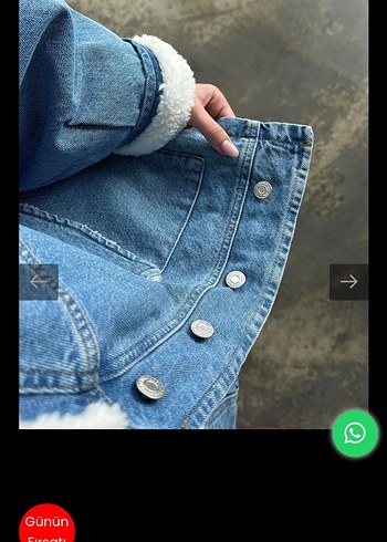 Düğmeli Beyaz Yaka Detaylı Kadın Kot Ceket - Görsel 2