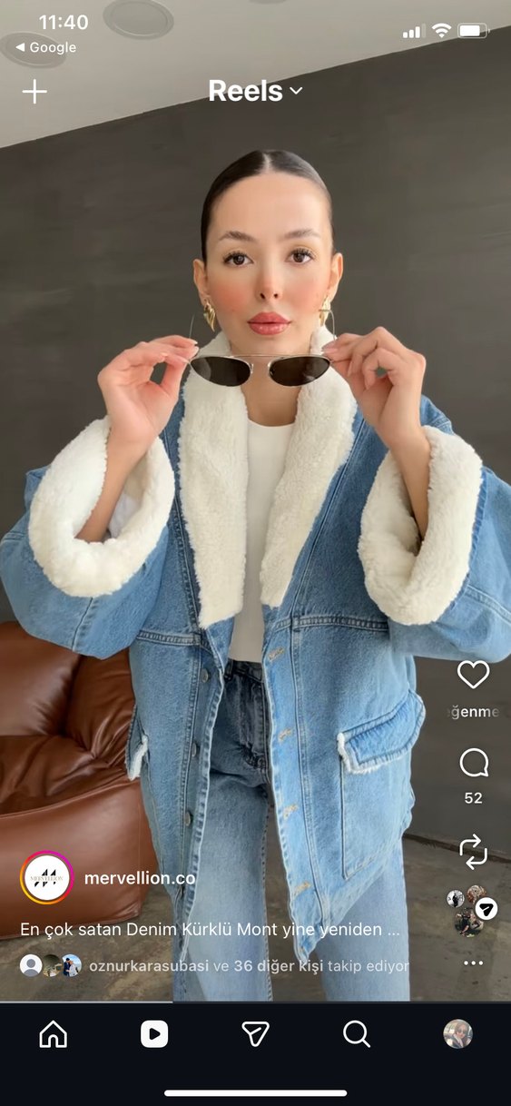 Düğmeli Beyaz Yaka Detaylı Kadın Kot Ceket - Görsel 4