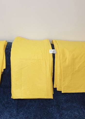 Sarı Düz Renk Yatak Örtüsü Seti %100 pamuk - Görsel 10