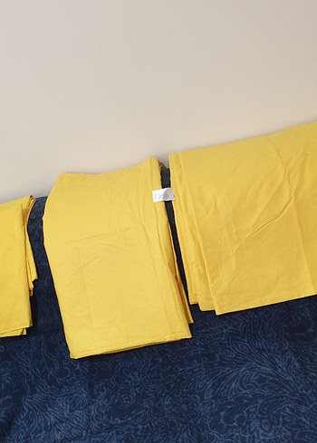 Sarı Düz Renk Yatak Örtüsü Seti %100 pamuk - Görsel 2