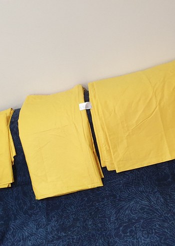 Sarı Düz Renk Yatak Örtüsü Seti %100 pamuk - Görsel 3