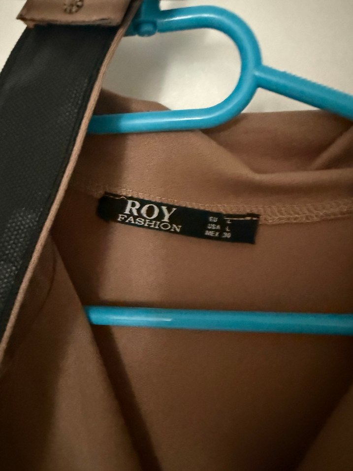 Uzun Bej Kadın Tulum, Kemerli, Ofis Stili - Görsel 5