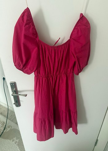 Bordo Mini Bohem Robalı Elbise - Görsel 2