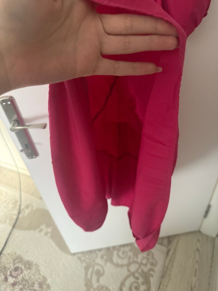 Bordo Mini Bohem Robalı Elbise - Görsel 3