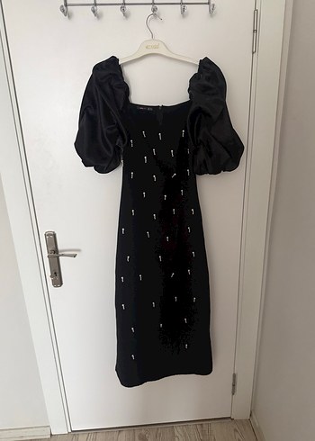 Siyah Drapeli Straplez Uzun Elbise - Görsel 2