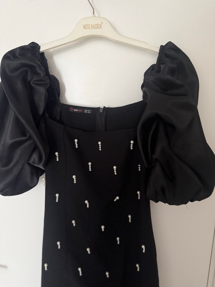 Siyah Drapeli Straplez Uzun Elbise - Görsel 5