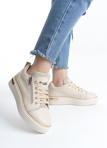 Diğer DINA Bağcıklı Fermuarlı Ortopedik Taban Kadın Sneaker Spor Ayakk