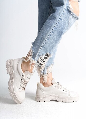 diğer Beden ten rengi Renk JANE Bağcıklı Ortopedik Taban Kadın Sneaker Spor Ayakkabı