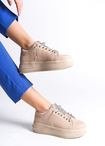 diğer Beden DELLA Bağcıklı Ortopedik Taban Taşlı Kadın Sneaker Spor Ayakkabı