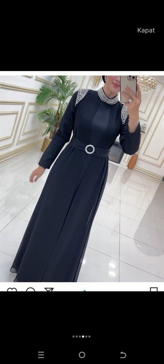 Uzun Siyah şifon pelerinli abiye - Görsel 5