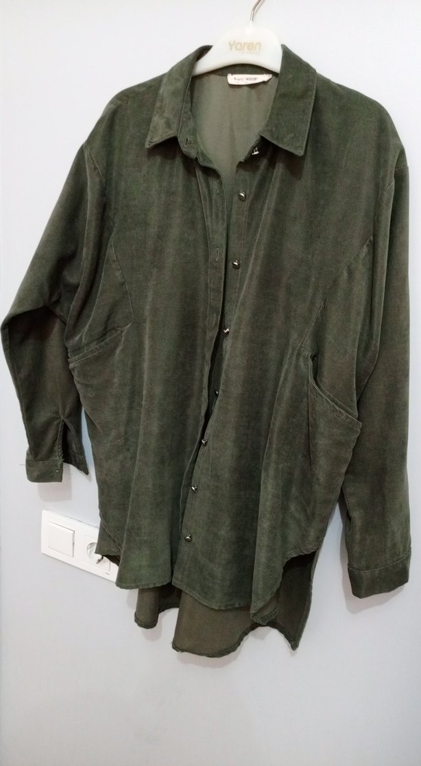 Düğmeli Kadın Süet Gömlek - Görsel 2