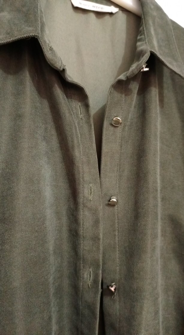 Düğmeli Kadın Süet Gömlek - Görsel 3