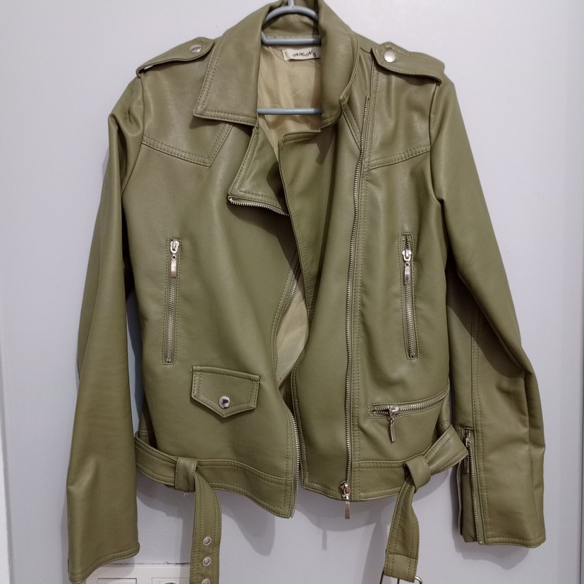 yeşil Deri Kadın Ceket Fermuarlı - Görsel 5