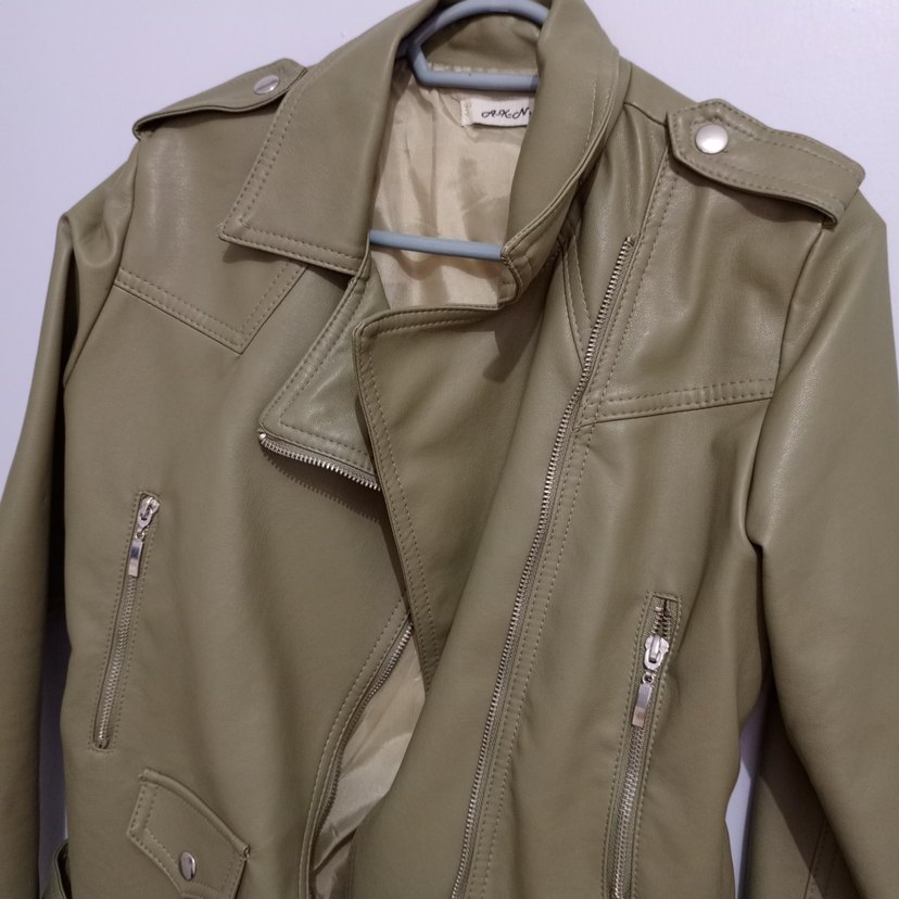 yeşil Deri Kadın Ceket Fermuarlı - Görsel 2