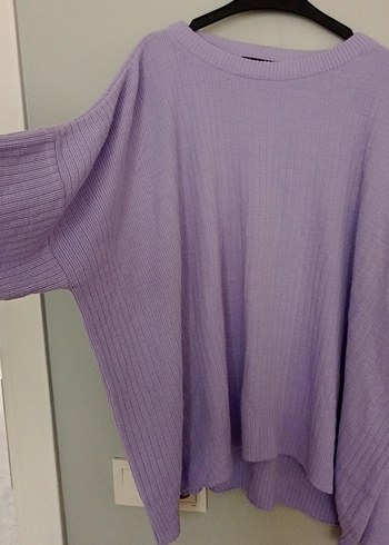 lila Oversize Triko Kadın Kazak - Görsel 6