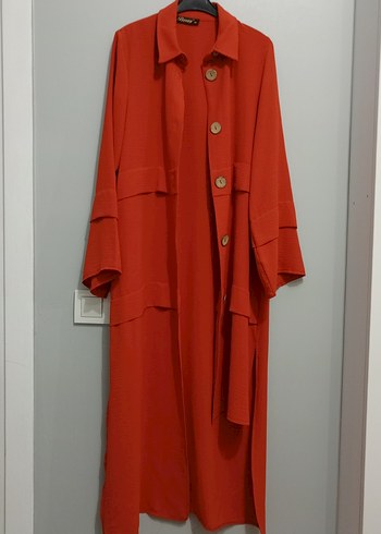 Düğmeli Uzun kiremit rengi Tunik - Görsel 2