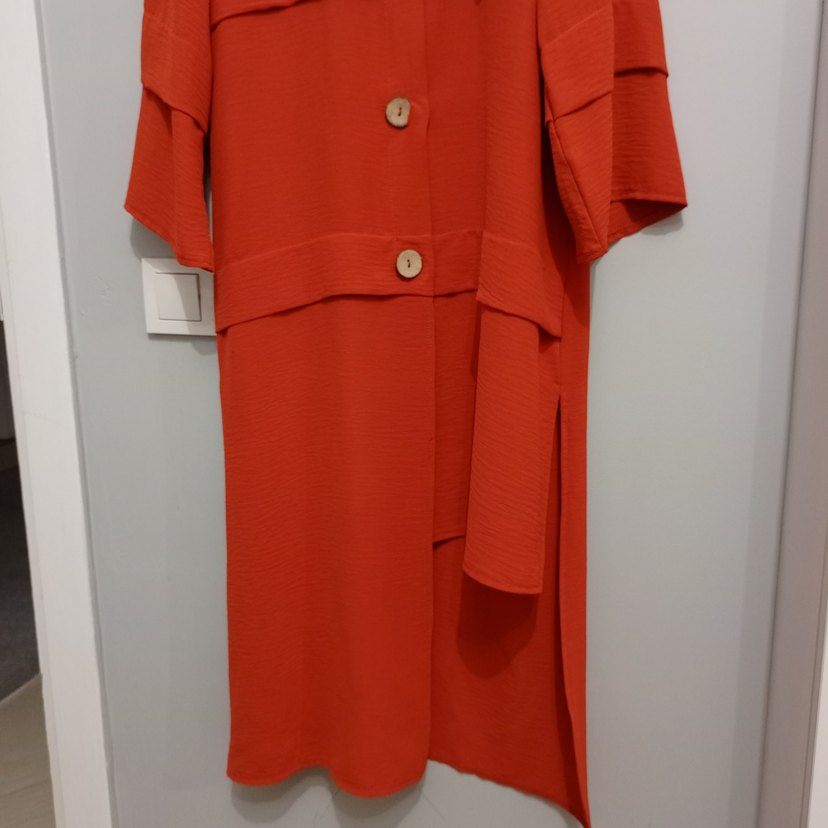 Düğmeli Uzun kiremit rengi Tunik - Görsel 3