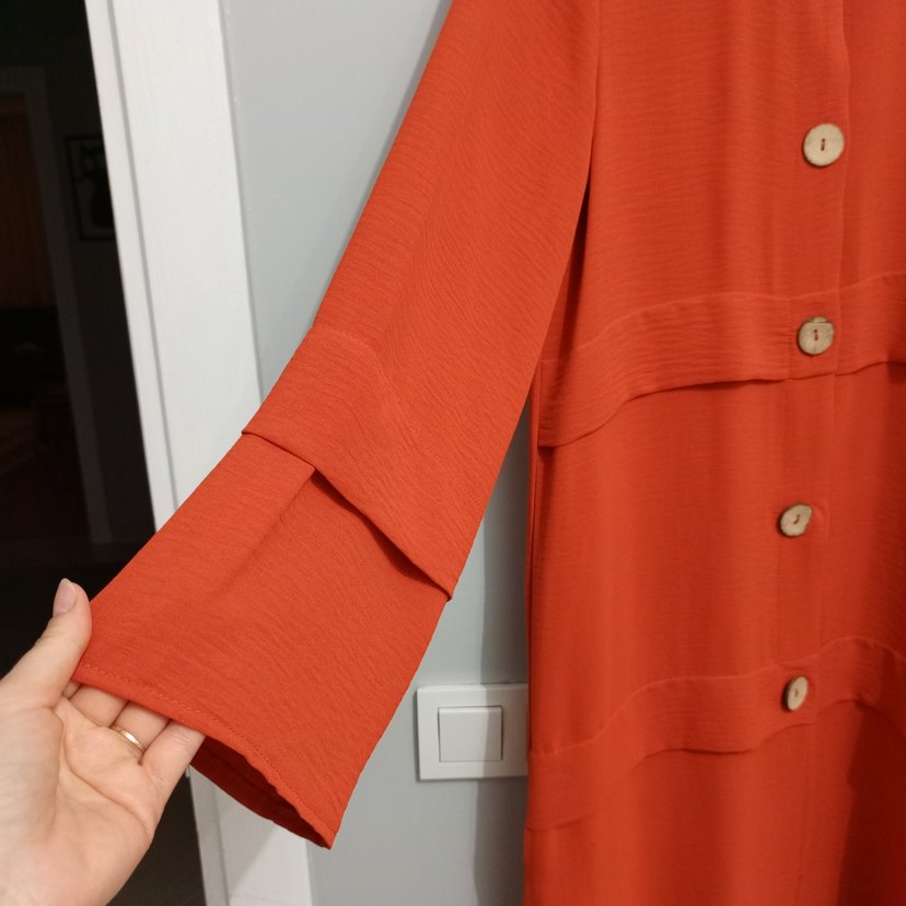 Düğmeli Uzun kiremit rengi Tunik - Görsel 4