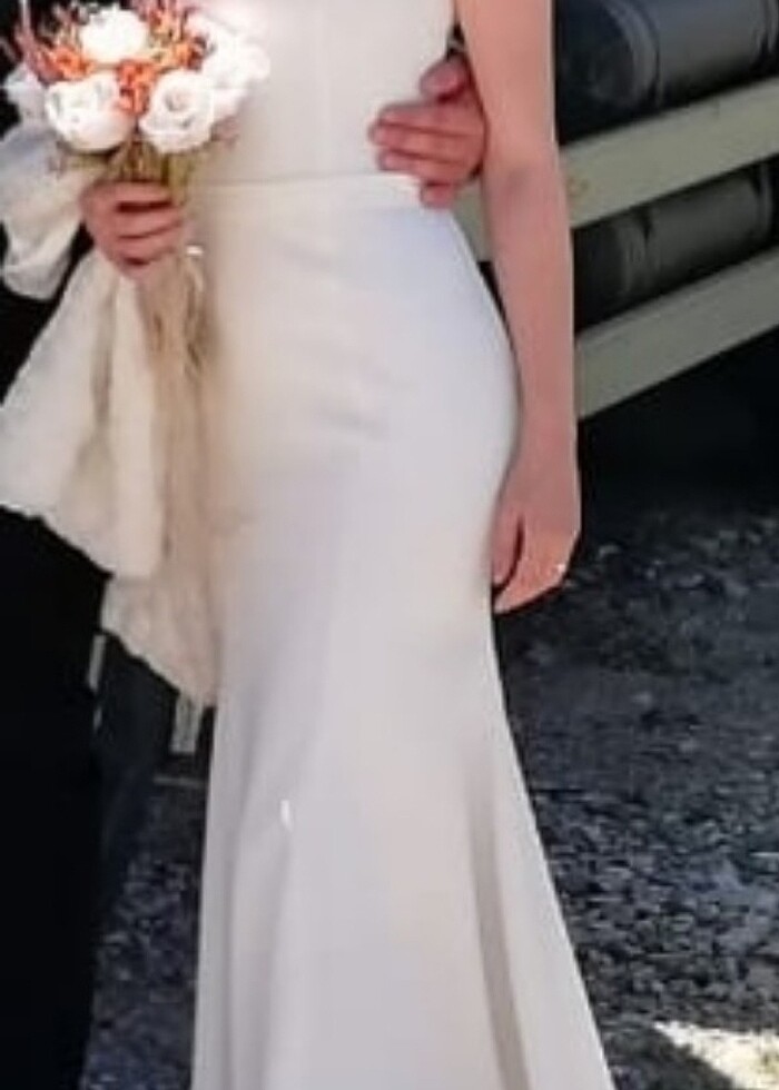 Sade ekru gelinlik - Görsel 3