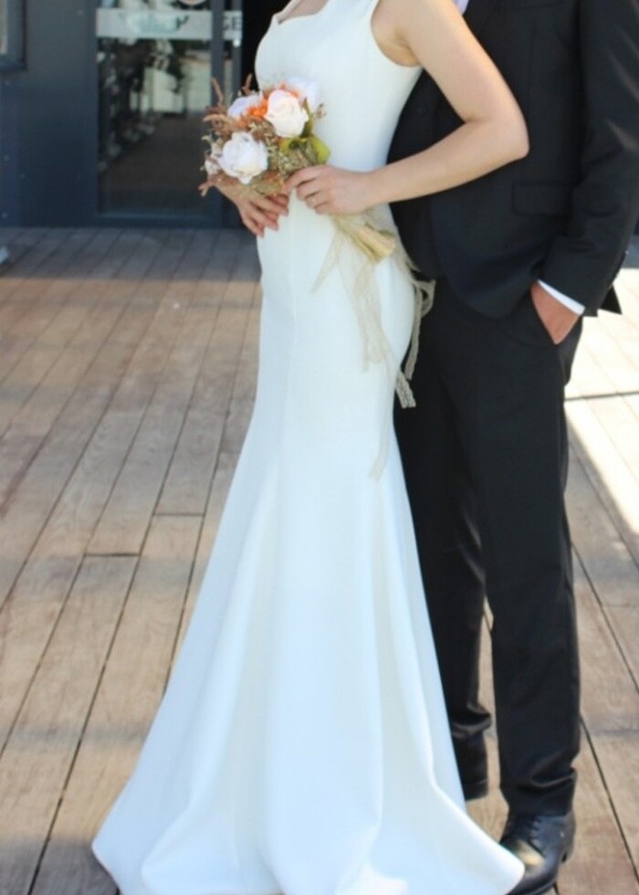 Sade ekru gelinlik - Görsel 4