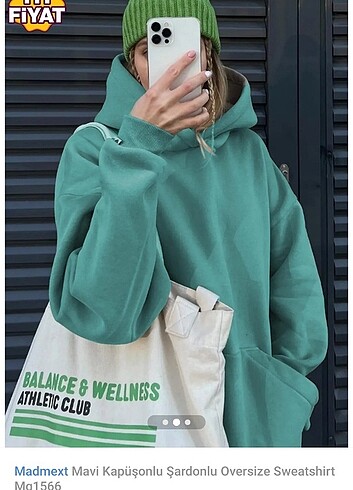 Pull and Bear Mavi kapüşonlu oversize sweatshirt 