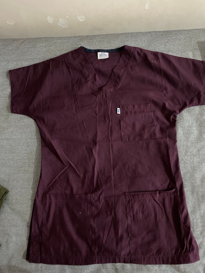 Mürdüm scrubs tek üst - Görsel 2