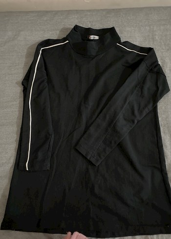 Siyah Yüksek Yakalı Hamile Tunik - Görsel 3