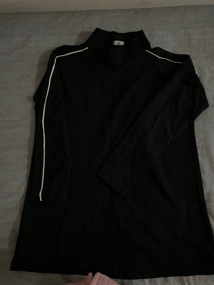 Siyah Yüksek Yakalı Hamile Tunik - Görsel 2