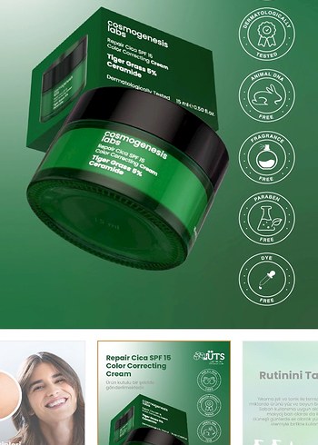 Cosmogenesis Labs Onarıcı Renk Düzeltici Krem SPF15 15ml - Görsel 5