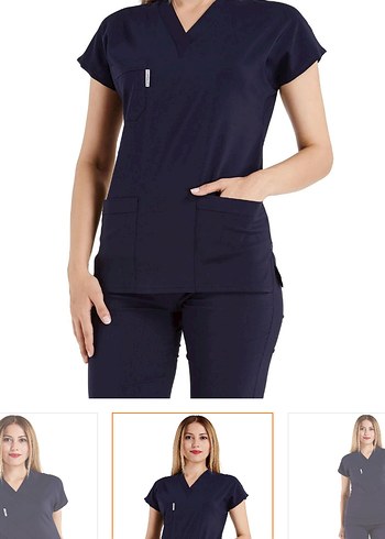 Lacivert V Yaka scrubs - Görsel 2