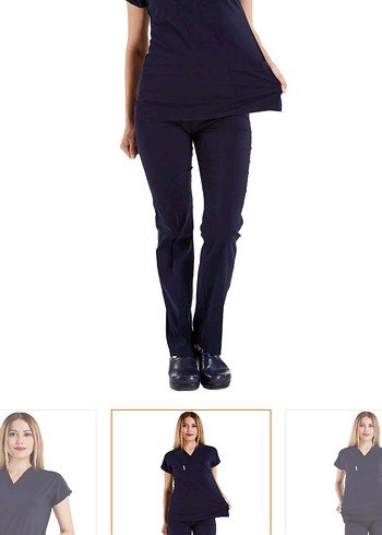 Lacivert V Yaka scrubs - Görsel 3