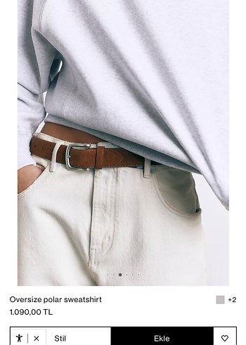 Oversize Gri Kadın Sweatshirt - Görsel 3