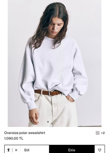 Oversize Gri Kadın Sweatshirt - Görsel 5