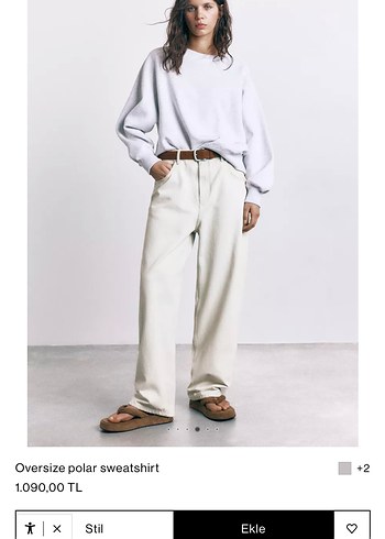 Oversize Gri Kadın Sweatshirt - Görsel 2