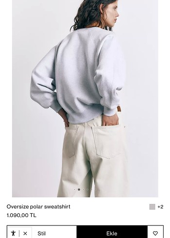 Oversize Gri Kadın Sweatshirt - Görsel 4