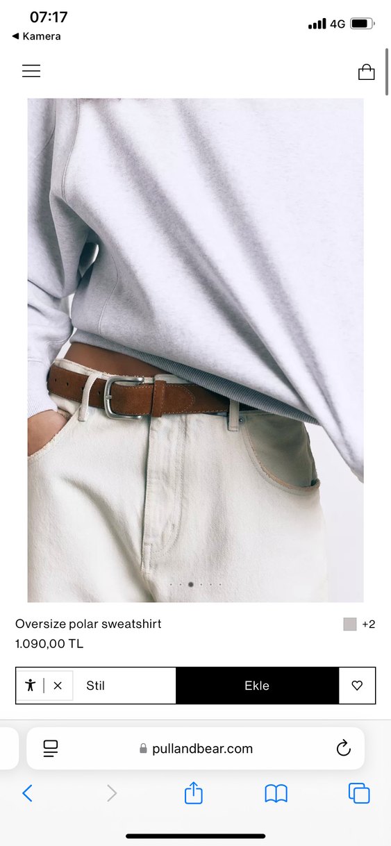 Oversize Gri Kadın Sweatshirt - Görsel 3