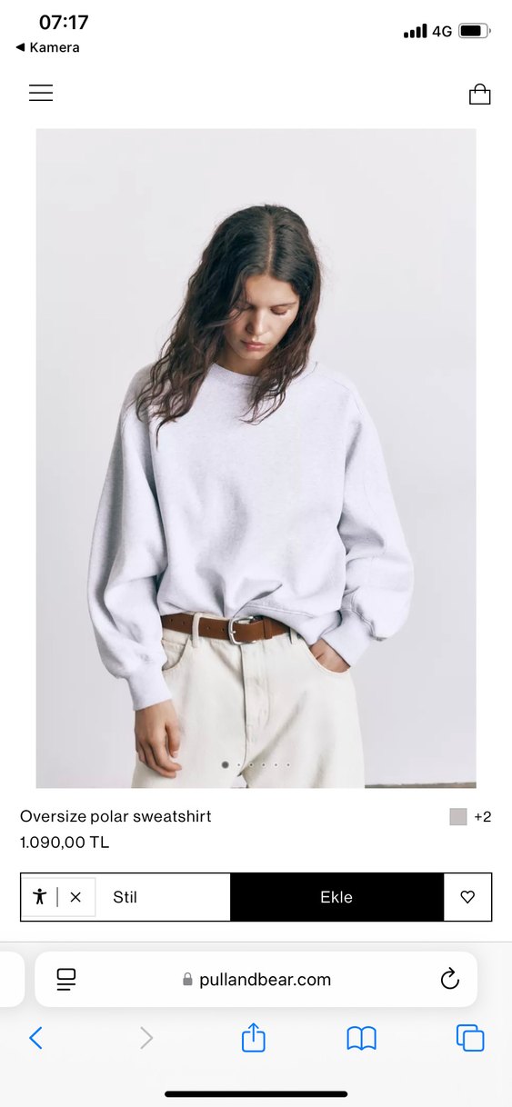 Oversize Gri Kadın Sweatshirt - Görsel 5