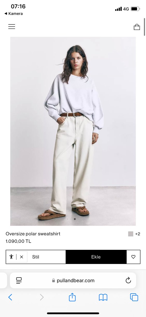 Oversize Gri Kadın Sweatshirt - Görsel 2