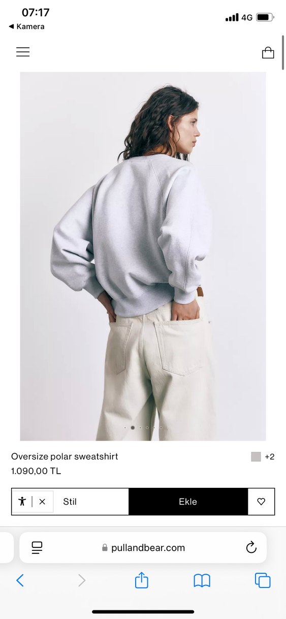 Oversize Gri Kadın Sweatshirt - Görsel 4