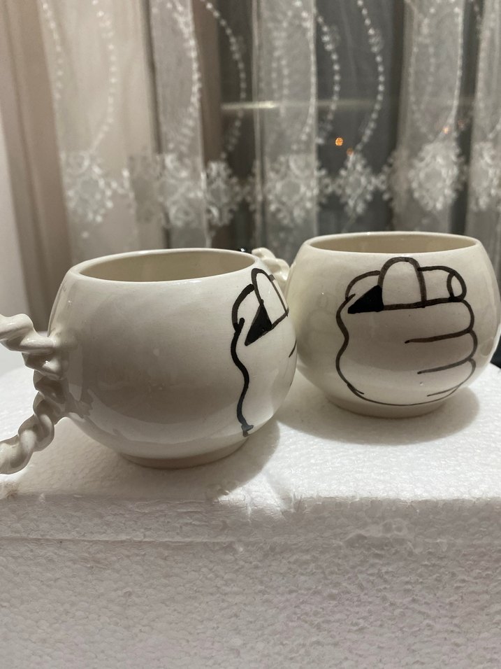 Beyaz Kupa Seti, nah desenli - Görsel 3