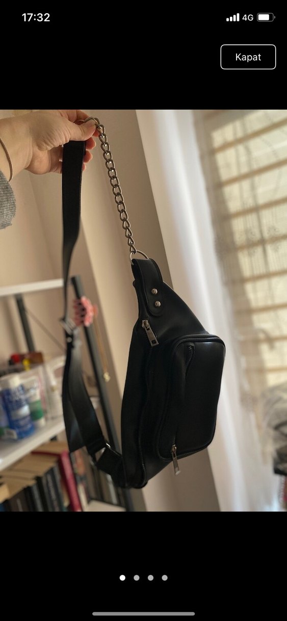 Siyah Deri Kemerli Kadın Çapraz Çanta - Görsel 3