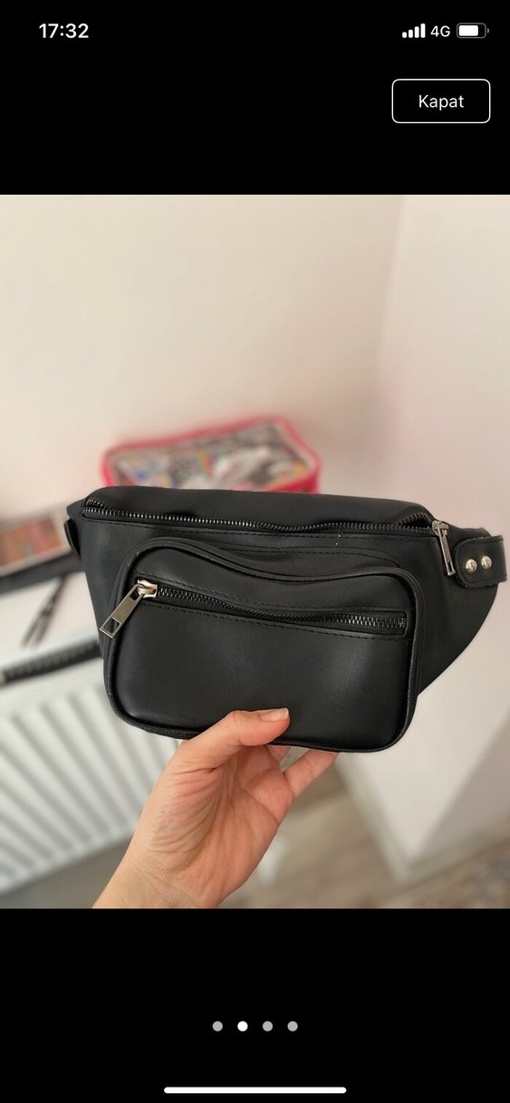 Siyah Deri Kemerli Kadın Çapraz Çanta - Görsel 2