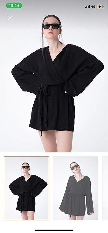 Siyah kuşaklı müslin kimono
