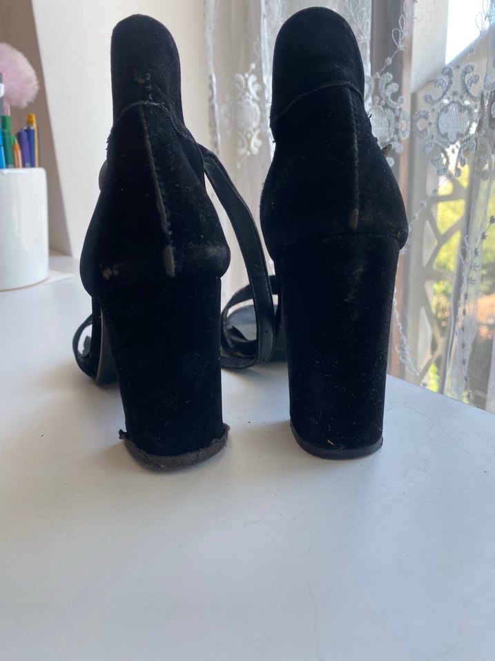 Kemerli Siyah Platform Topuklu Kadın Ayakkabı - Görsel 4